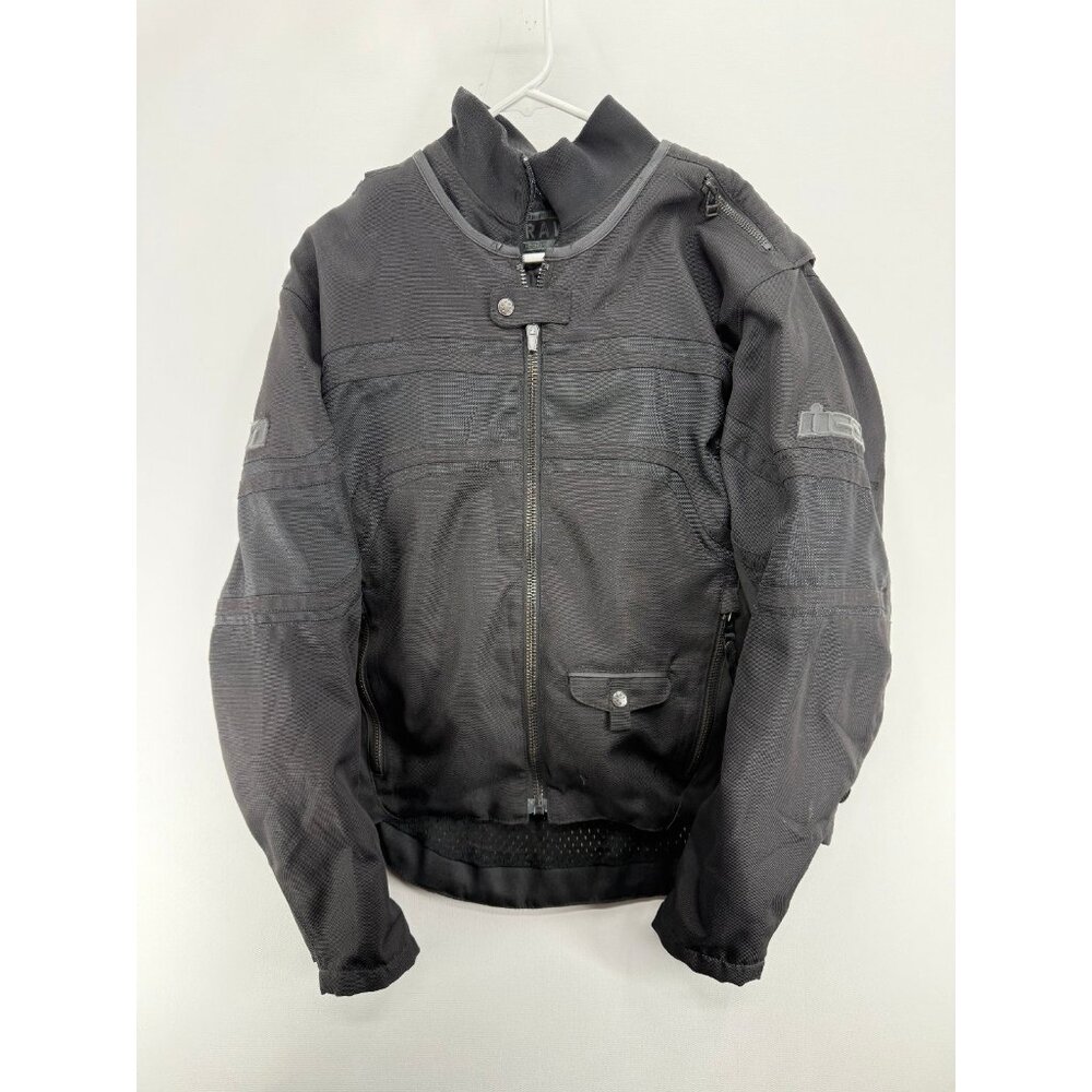 Icon Brawnson Textile Motorcycle Full Zip Jacket Mens L Padded